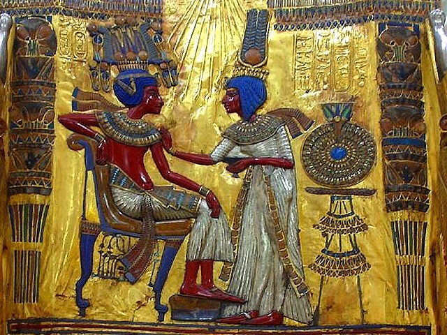 Tutankhamun with Wife on Golden Throne Museum of Antiquities in Cairo Egypt - The Egyptian pharaoh Tutankhamun (1343 BC-1325 BC), also known as King Tut, who becomes a Pharaoh when he has been 9 years old, together with his wife Ankhesenamun, whose name means the 'Key to the Essence of the Moon' (Love of God), one of the daughters of King Akhenaten and Nefertiti, depicted on the back panel of the golden throne, at Museum of Egyptian Antiquities in Cairo, Egypt. - , Tutankhamun, wife, wives, golden, throne, thrones, museum, museums, antiquities, antiquity, Cairo, Egypt, art, arts, places, place, travel, travels, trip, trips, tour, tours, Egyptian, pharaoh, pharaohs, 1343, 1325, BC, King, Tut, years, year, Ankhesenamun, name, names, key, keys, essence, essences, moon, moons, love, loves, god, gods, daughters, daughter, Akhenaten, Nefertiti, back, panel, panels - The Egyptian pharaoh Tutankhamun (1343 BC-1325 BC), also known as King Tut, who becomes a Pharaoh when he has been 9 years old, together with his wife Ankhesenamun, whose name means the 'Key to the Essence of the Moon' (Love of God), one of the daughters of King Akhenaten and Nefertiti, depicted on the back panel of the golden throne, at Museum of Egyptian Antiquities in Cairo, Egypt. Решайте бесплатные онлайн Tutankhamun with Wife on Golden Throne Museum of Antiquities in Cairo Egypt пазлы игры или отправьте Tutankhamun with Wife on Golden Throne Museum of Antiquities in Cairo Egypt пазл игру приветственную открытку  из puzzles-games.eu.. Tutankhamun with Wife on Golden Throne Museum of Antiquities in Cairo Egypt пазл, пазлы, пазлы игры, puzzles-games.eu, пазл игры, онлайн пазл игры, игры пазлы бесплатно, бесплатно онлайн пазл игры, Tutankhamun with Wife on Golden Throne Museum of Antiquities in Cairo Egypt бесплатно пазл игра, Tutankhamun with Wife on Golden Throne Museum of Antiquities in Cairo Egypt онлайн пазл игра , jigsaw puzzles, Tutankhamun with Wife on Golden Throne Museum of Antiquities in Cairo Egypt jigsaw puzzle, jigsaw puzzle games, jigsaw puzzles games, Tutankhamun with Wife on Golden Throne Museum of Antiquities in Cairo Egypt пазл игра открытка, пазлы игры открытки, Tutankhamun with Wife on Golden Throne Museum of Antiquities in Cairo Egypt пазл игра приветственная открытка