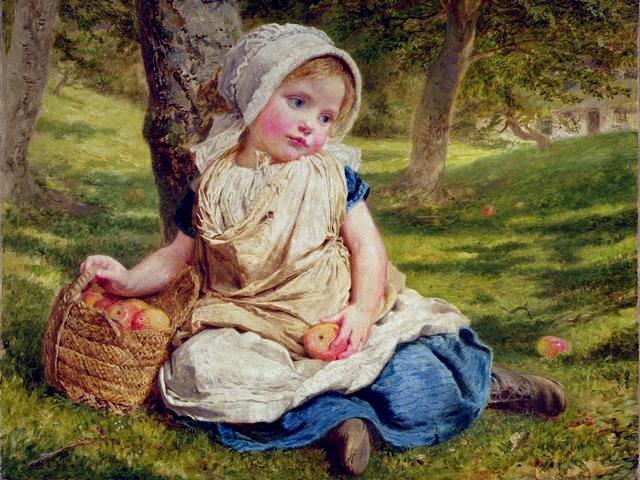 Windfalls by Sophie Anderson - Windfalls of apples and a charming little girl with rosy cheeks, (oil on canvas, private collection), beautiful painting by  Sophie Gengembre Anderson (1823-1903), a French-born British artist, landscape painter and illustrator, known with her wonderful lifelike paintings of children and theirs games, observed in her own home. The veneration and rediscovery of childhood in art during the Victorian era, satisfy the need for emotional continuity between art and life, and enables the people to cope with the joys and sorrows of the past and the present. - , windfalls, Sophie, Anderson, art, arts, apples, apple, charming, little, girl, girls, rosy, cheeks, cheek, oil, canvas, private, collection, collections, beautiful, painting, paintings, Gengembre, 1823, 1903, French, British, artist, artists, landscape, painter, painters, illustrator, illustrators, wonderful, lifelike, children, child, games, game, home, homes, veneration, rediscovery, childhood, Victorian, era, emotional, continuity, life, people, joys, joy, sorrows, sorrow, past, present - Windfalls of apples and a charming little girl with rosy cheeks, (oil on canvas, private collection), beautiful painting by  Sophie Gengembre Anderson (1823-1903), a French-born British artist, landscape painter and illustrator, known with her wonderful lifelike paintings of children and theirs games, observed in her own home. The veneration and rediscovery of childhood in art during the Victorian era, satisfy the need for emotional continuity between art and life, and enables the people to cope with the joys and sorrows of the past and the present. Solve free online Windfalls by Sophie Anderson puzzle games or send Windfalls by Sophie Anderson puzzle game greeting ecards  from puzzles-games.eu.. Windfalls by Sophie Anderson puzzle, puzzles, puzzles games, puzzles-games.eu, puzzle games, online puzzle games, free puzzle games, free online puzzle games, Windfalls by Sophie Anderson free puzzle game, Windfalls by Sophie Anderson online puzzle game, jigsaw puzzles, Windfalls by Sophie Anderson jigsaw puzzle, jigsaw puzzle games, jigsaw puzzles games, Windfalls by Sophie Anderson puzzle game ecard, puzzles games ecards, Windfalls by Sophie Anderson puzzle game greeting ecard