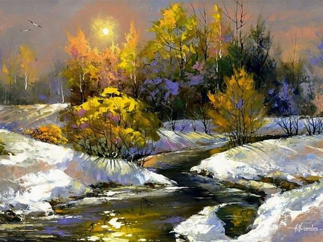 Winter Landscape by Alexander Hodyukov Puzzle Spiel 