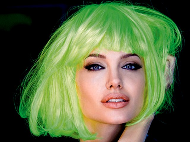 Angelina Jolie Vanity Fair with Green Wig puzzle game 