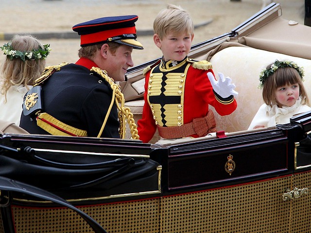 Royal Wedding England Prince Harry with Page Boy and Bridesmaids ride in Carriage towards Buckingham Palace in London puzzle game 