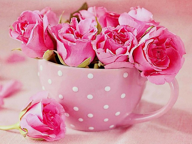 Pink Roses in Teacup Still Life Puzzle Spiel 