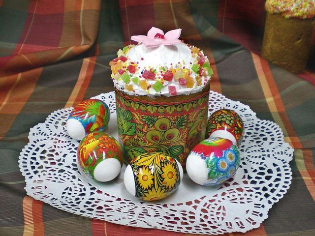 Easter Bread Kulich - Kulich is a kind of Easter bread which plays an important role in religious ceremonies in the Orthodox Christian faith, shared by Russian and Ukrainian people.<br />
Kulich is a symbol of atonement on the cross by Jesus Christ. <br />
During Easter, most popular bread is semi-sweet, tall, cylinder-shaped. The top of the bread represents a dome of church with snow on it. Kulich is topped with a glaze of sugar and decorated with flowers, dotted with raisins, nuts and candied citrus rind.  <br />
Traditionally, kulich which is blessed by the priest after the Easter service, is eaten before breakfast each day. Any leftover kulich which is not blessed, is eaten for dessert. Kulich is only eaten during the 40 days following Easter until Pentecost. - , Easter, bread, breads, Kulich, kind, important, role, religious, ceremonies, ceremony, Orthodox, Christian, faith, Russian, Ukrainian, people, symbol, symbols, atonement, cross, Jesus, Christ, popular, sweet, tall, cylinder, shape, top, dome, church, snow, glaze, sugar, flowers, raisins, nuts, candied, citrus, rind, traditionally, priest, service, breakfast, day, leftover, blessed, dessert, days, Easter, Pentecost - Kulich is a kind of Easter bread which plays an important role in religious ceremonies in the Orthodox Christian faith, shared by Russian and Ukrainian people.<br />
Kulich is a symbol of atonement on the cross by Jesus Christ. <br />
During Easter, most popular bread is semi-sweet, tall, cylinder-shaped. The top of the bread represents a dome of church with snow on it. Kulich is topped with a glaze of sugar and decorated with flowers, dotted with raisins, nuts and candied citrus rind.  <br />
Traditionally, kulich which is blessed by the priest after the Easter service, is eaten before breakfast each day. Any leftover kulich which is not blessed, is eaten for dessert. Kulich is only eaten during the 40 days following Easter until Pentecost. Подреждайте безплатни онлайн Easter Bread Kulich пъзел игри или изпратете Easter Bread Kulich пъзел игра поздравителна картичка  от puzzles-games.eu.. Easter Bread Kulich пъзел, пъзели, пъзели игри, puzzles-games.eu, пъзел игри, online пъзел игри, free пъзел игри, free online пъзел игри, Easter Bread Kulich free пъзел игра, Easter Bread Kulich online пъзел игра, jigsaw puzzles, Easter Bread Kulich jigsaw puzzle, jigsaw puzzle games, jigsaw puzzles games, Easter Bread Kulich пъзел игра картичка, пъзели игри картички, Easter Bread Kulich пъзел игра поздравителна картичка