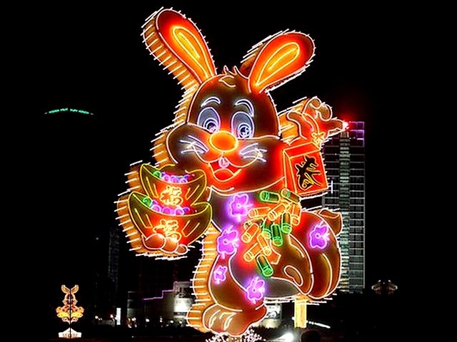 Chinese New Year Neon Llights in Dalian Liaoning Northeast China - Neon lights in a shape of rabbit at the celebration of Chinese New Year on the plaza in Dalian, one of the most prosperous cities in China, with unique architecture and one of the most famous travel destinations in Liaoning province, with the largest harbor in the northeast part of China (Jan 24, 2011). - , Chinese, New, Year, years, neon, lights, light, Dalian, Liaoning, Northeast, China, holidays, holiday, festival, festivals, celebrations, celebration, places, place, holidays, holiday, travel, travels, tour, tours, trips, trip, excursion, excursions, shape, shapes, rabbit, rabits, plaza, plazas, prosperous, cities, city, unique, architecture, architectures, famous, travel, destinations, destination, province, provinces, largest, harbor, harbors - Neon lights in a shape of rabbit at the celebration of Chinese New Year on the plaza in Dalian, one of the most prosperous cities in China, with unique architecture and one of the most famous travel destinations in Liaoning province, with the largest harbor in the northeast part of China (Jan 24, 2011). Solve free online Chinese New Year Neon Llights in Dalian Liaoning Northeast China puzzle games or send Chinese New Year Neon Llights in Dalian Liaoning Northeast China puzzle game greeting ecards  from puzzles-games.eu.. Chinese New Year Neon Llights in Dalian Liaoning Northeast China puzzle, puzzles, puzzles games, puzzles-games.eu, puzzle games, online puzzle games, free puzzle games, free online puzzle games, Chinese New Year Neon Llights in Dalian Liaoning Northeast China free puzzle game, Chinese New Year Neon Llights in Dalian Liaoning Northeast China online puzzle game, jigsaw puzzles, Chinese New Year Neon Llights in Dalian Liaoning Northeast China jigsaw puzzle, jigsaw puzzle games, jigsaw puzzles games, Chinese New Year Neon Llights in Dalian Liaoning Northeast China puzzle game ecard, puzzles games ecards, Chinese New Year Neon Llights in Dalian Liaoning Northeast China puzzle game greeting ecard