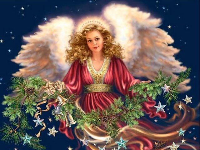 Christmas Angel Background Wallpaper пъзел игра 