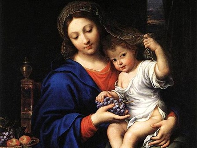 Christmas Card Mary and Child Jesus Pierre Mignard juego de puzzle 