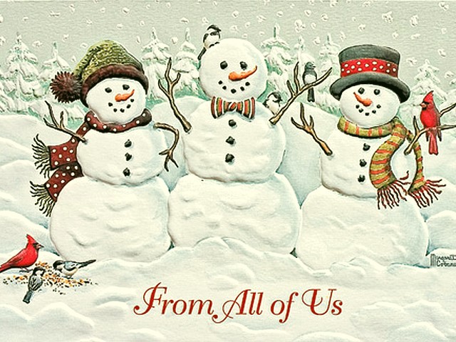Christmas Card with Holiday Wishes - Christmas card with smiling snowmen with Holiday Wishes 'From All of Us'. - , Christmas, card, cards, Holiday, Wishes, wish, holidays, holiday, festival, festivals, celebrations, celebration, Christianity, Jesus, Christ, birthday, birthdays, nativity, adoration, smiling, snowmen, snowman - Christmas card with smiling snowmen with Holiday Wishes 'From All of Us'. Lösen Sie kostenlose Christmas Card with Holiday Wishes Online Puzzle Spiele oder senden Sie Christmas Card with Holiday Wishes Puzzle Spiel Gruß ecards  from puzzles-games.eu.. Christmas Card with Holiday Wishes puzzle, Rätsel, puzzles, Puzzle Spiele, puzzles-games.eu, puzzle games, Online Puzzle Spiele, kostenlose Puzzle Spiele, kostenlose Online Puzzle Spiele, Christmas Card with Holiday Wishes kostenlose Puzzle Spiel, Christmas Card with Holiday Wishes Online Puzzle Spiel, jigsaw puzzles, Christmas Card with Holiday Wishes jigsaw puzzle, jigsaw puzzle games, jigsaw puzzles games, Christmas Card with Holiday Wishes Puzzle Spiel ecard, Puzzles Spiele ecards, Christmas Card with Holiday Wishes Puzzle Spiel Gruß ecards