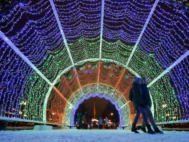Christmas Lights Moscow Russia juego de puzzle 