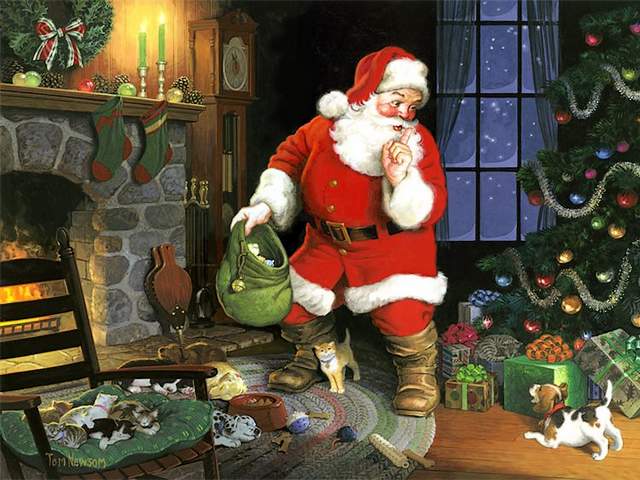 Christmas Scene by Tom Newsom juego de puzzle 