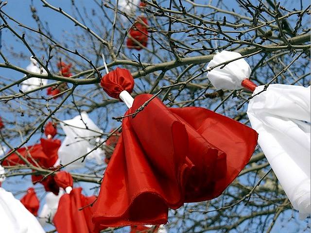 Martenitsi on Tree Branches in Bulgaria - Leafless branches of the tree, decoded with martenitsi, made of red and white textile, for the Spring holiday in Bulgaria at the first day of March. - , martenitsi, martenitsa, tree, trees, branches, branch, Bulgaria, holidays, holiday, festival, festivals, celebrations, celebration, places, place, travel, travels, tour, tours, trips, trip, excursion, excursions, leafless, red, white, textile, spring, springs, first, day, days, March - Leafless branches of the tree, decoded with martenitsi, made of red and white textile, for the Spring holiday in Bulgaria at the first day of March. Подреждайте безплатни онлайн Martenitsi on Tree Branches in Bulgaria пъзел игри или изпратете Martenitsi on Tree Branches in Bulgaria пъзел игра поздравителна картичка  от puzzles-games.eu.. Martenitsi on Tree Branches in Bulgaria пъзел, пъзели, пъзели игри, puzzles-games.eu, пъзел игри, online пъзел игри, free пъзел игри, free online пъзел игри, Martenitsi on Tree Branches in Bulgaria free пъзел игра, Martenitsi on Tree Branches in Bulgaria online пъзел игра, jigsaw puzzles, Martenitsi on Tree Branches in Bulgaria jigsaw puzzle, jigsaw puzzle games, jigsaw puzzles games, Martenitsi on Tree Branches in Bulgaria пъзел игра картичка, пъзели игри картички, Martenitsi on Tree Branches in Bulgaria пъзел игра поздравителна картичка