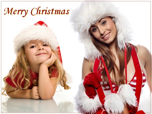 Mery Christmas with Beautiful Girls Wallpaper Puzzle Spiel 