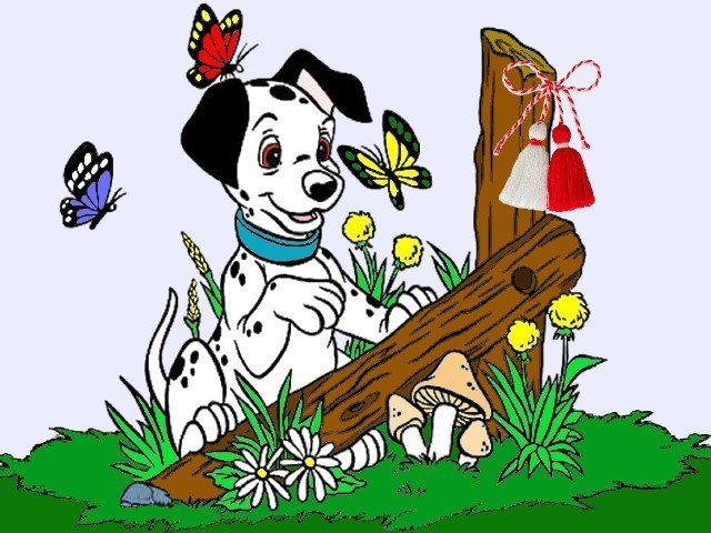 Puppy Dalmatian with Martenitsa Greeting Card пъзел игра 