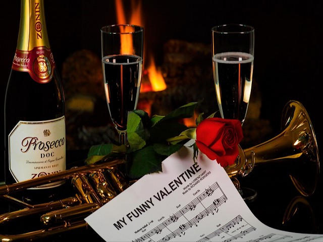 Romantic Music and Wine for Lovers Wallpaper - Wallpaper with a note sheet of the popular romantic tune 'My funny Valentine', music by Richard Rodgers and words by Lorenz Hart, rose, trumpet and a bottle of Prosecco Italian sparkling white wine with two glasses for lovers. - , romantic, music, wine, lovers, wallpaper, wallpapers, holiday, holidays, note, sheet, popular, tune, funny, Valentine, Richard, Rodgers, words, Lorenz, Hart, rose, trumpet, bottle, Prosecco, Italian, sparkling, white, glasses - Wallpaper with a note sheet of the popular romantic tune 'My funny Valentine', music by Richard Rodgers and words by Lorenz Hart, rose, trumpet and a bottle of Prosecco Italian sparkling white wine with two glasses for lovers. Solve free online Romantic Music and Wine for Lovers Wallpaper puzzle games or send Romantic Music and Wine for Lovers Wallpaper puzzle game greeting ecards  from puzzles-games.eu.. Romantic Music and Wine for Lovers Wallpaper puzzle, puzzles, puzzles games, puzzles-games.eu, puzzle games, online puzzle games, free puzzle games, free online puzzle games, Romantic Music and Wine for Lovers Wallpaper free puzzle game, Romantic Music and Wine for Lovers Wallpaper online puzzle game, jigsaw puzzles, Romantic Music and Wine for Lovers Wallpaper jigsaw puzzle, jigsaw puzzle games, jigsaw puzzles games, Romantic Music and Wine for Lovers Wallpaper puzzle game ecard, puzzles games ecards, Romantic Music and Wine for Lovers Wallpaper puzzle game greeting ecard