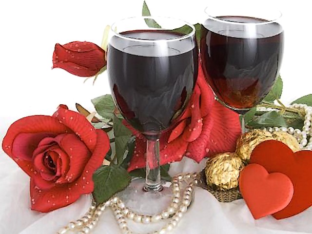 Valentines Day Glasses of Red Wine Wallpaper пазл игру 