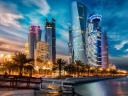 Doha Skyline at Night Qatar Middle East