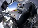 Felix Baumgartner prepares to leave Red Bull Stratos Capsule