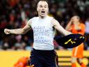 World Cup 2010 Champion Andres Iniesta celebrates the Winning Goal
