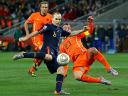 World Cup 2010 Champion Andres Iniesta shoots to score a Goal