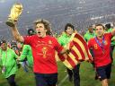 World Cup 2010 Champion Carles Puyol with the Trophy around the Stadium