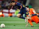 World Cup 2010 Champion Pedro Rodriguez and Mark van Bommel compete for the Ball