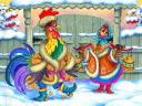 Chinese New Year 2017 Rooster and Hen Postcard