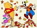 Disney Autumn Piglet sweeps Leaves Wallpaper