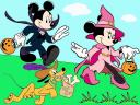 Disney Halloween Mickey and Minnie Mouse with Pluto Wallpaper