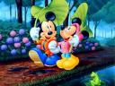 Disney Summer Mickey and Minnie Mouse by the River Wallpaper