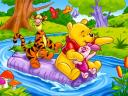 Disney Summer Winnie the Pooh and Friends Downstream the River Wallpaper