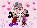 Disney Valentines Day Mickey Mouse and Minnie Bunch of Flowers Wallpaper