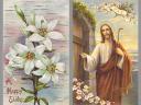 Happy Easter Jesus Christ and Lilies Vintage Postcards