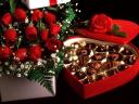 Valentines Day Roses and Box of Sweetmeats Greeting Card