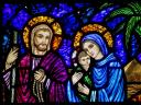 Christmas Jesus Mary and Joseph Stained-Glass Window