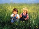 Friendship and Flowers Childhood Moment by Donald Zolan