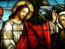 Jesus Christ Stained Glass Window Roman Catholic Cathedral Los Angeles California