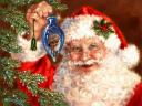 Santa Claus with Christmas Toy by Dona Gelsinger