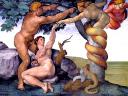 Sistine Chapel Michelangelo Forbidden Fruit Detail Basilica Saint Peter Vatican Rome Italy