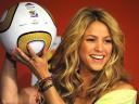 World Cup 2010 Champion Shakira poses with Jabulani Soccer Ball