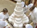 Royal Wedding Cake Team of Fiona Cairns Ltd at Leicester Leicestershire in Picture Gallery of Buckingham Palace London England