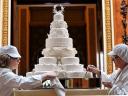 Royal Wedding Cake Team of Fiona Cairns make Finishing Touches in Picture Gallery of Buckingham Palace London England