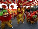 Lion Dance at Temple of Earth Ditan Park in Beijing China