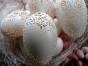 Carved Easter Eggs with Heart and Victorian Lace
