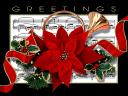Christmas Card Poinsettia Music Sheet and Horn