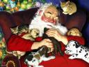 Christmas Eve Santa Claus with Pets by Tom Newsom