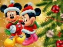 Christmas Greeting Card with Mickey and Minnie Mouse