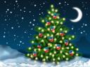 Christmas Tree on Moonlight Greeting Card
