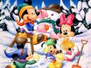 Disney Winter Mickey Mouse and Family Wallpaper