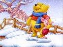 Disney Winter Winnie the Pooh and Piglet Wallpaper