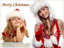 Mery Christmas with Beautiful Girls Wallpaper